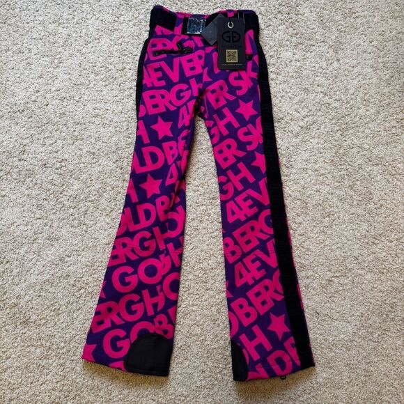 Goldbergh Pippa Skistar Belted Ski Pants Pink Purple NWT US 4 Waterproof - Picture 12 of 13